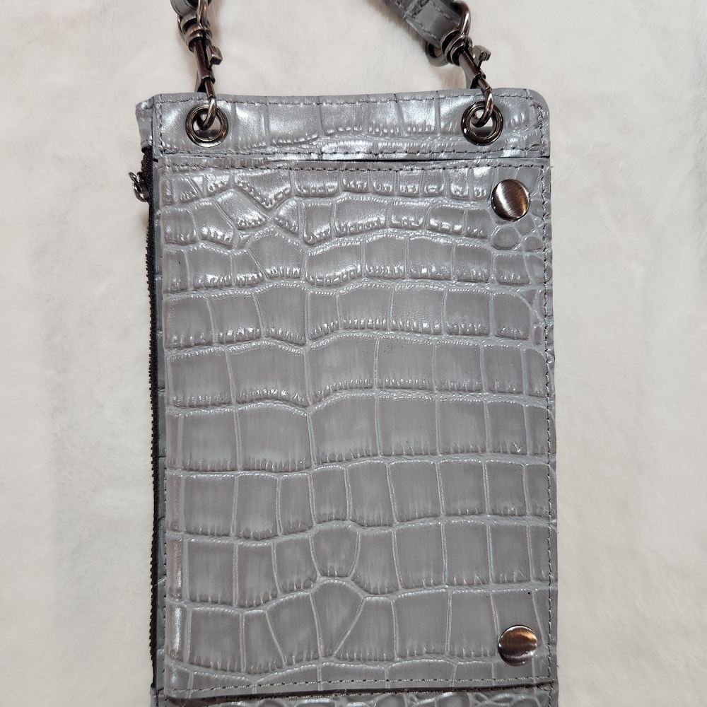Patricia Nash Gray Croc-Embossed Crossbody Wallet - Picture 5 of 10